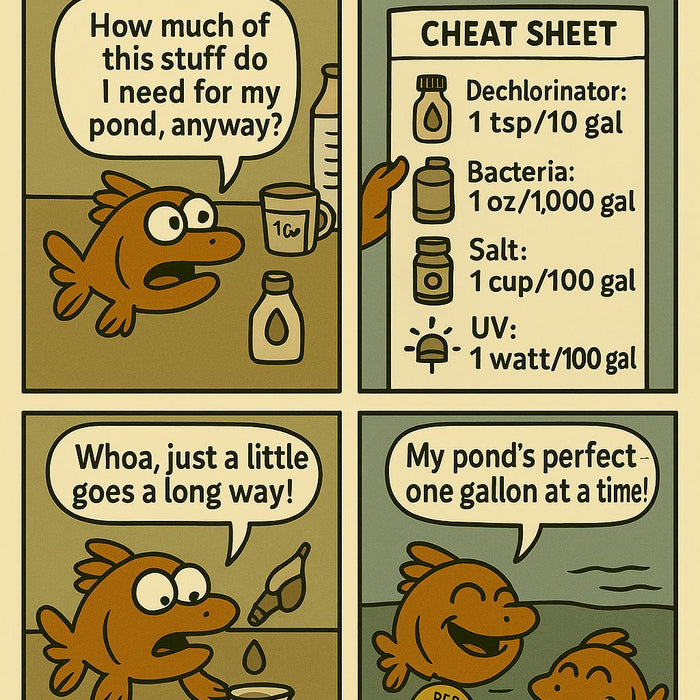 How Much Per Gallon? Pond Water Treatment Comic Guide with Gilbert the Goldfish