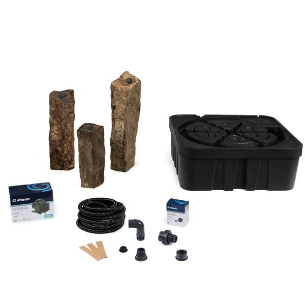 Atlantic 3 Piece Natural Basalt Column Fountain Kit - 18", 24", 30" Decorative Water Features ATLANTIC