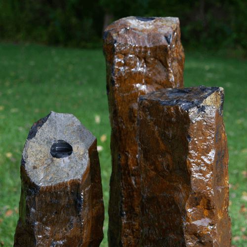 Atlantic 3 Piece Natural Basalt Columns - 18", 24", 30" Decorative Water Features ATLANTIC