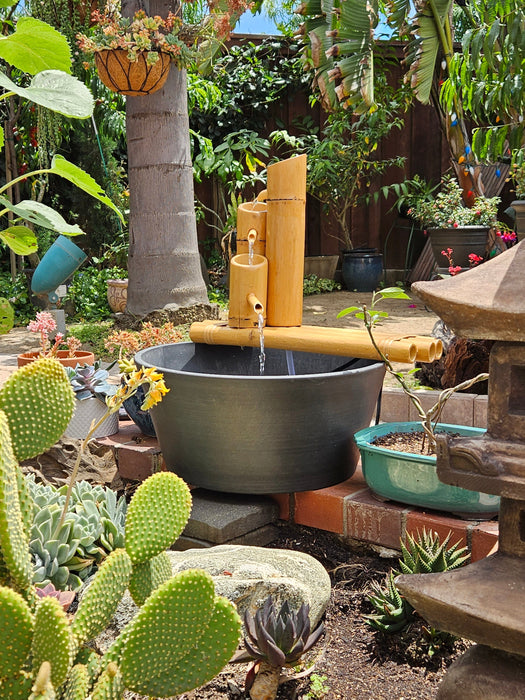 18" Bamboo 3-Tier Fountain with Pot and Quiet One 100 Pump Fountains & Ponds Lifegard Aquatics