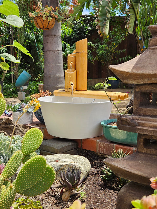 18" Bamboo 3-Tier Fountain with Pot and Quiet One 100 Pump Fountains & Ponds Lifegard Aquatics
