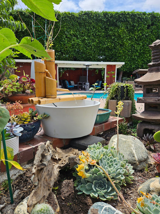 18" Bamboo 3-Tier Fountain with Pot and Quiet One 100 Pump Fountains & Ponds Lifegard Aquatics