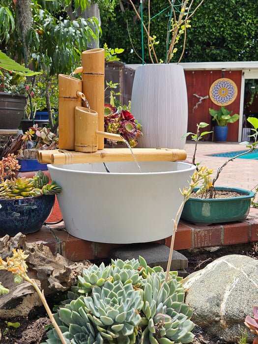 18" Bamboo 3-Tier Fountain with Pot and Quiet One 100 Pump Fountains & Ponds Lifegard Aquatics