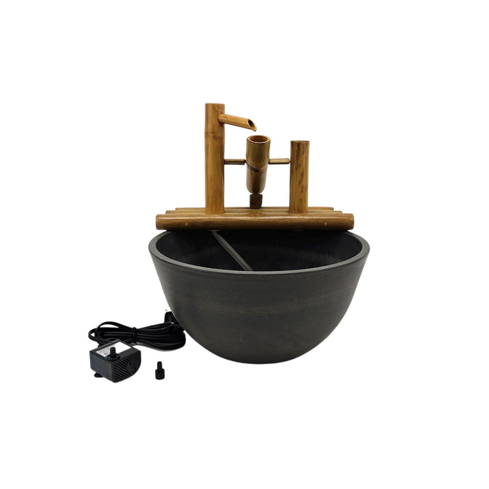 12" Bamboo Rocking Fountain and Quiet One 100 Pump Fountains & Ponds Lifegard Aquatics Charcoal Grey