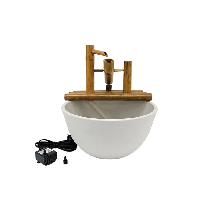 12" Bamboo Rocking Fountain and Quiet One 100 Pump Fountains & Ponds Lifegard Aquatics Stone White