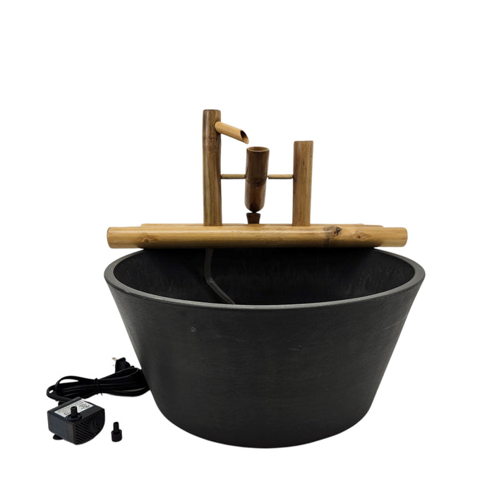 18" Bamboo Rocking Fountain and Quiet One 100 Pump Fountains & Ponds Lifegard Aquatics Charcoal Grey