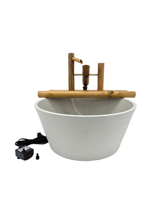 18" Bamboo Rocking Fountain and Quiet One 100 Pump Fountains & Ponds Lifegard Aquatics Stone White