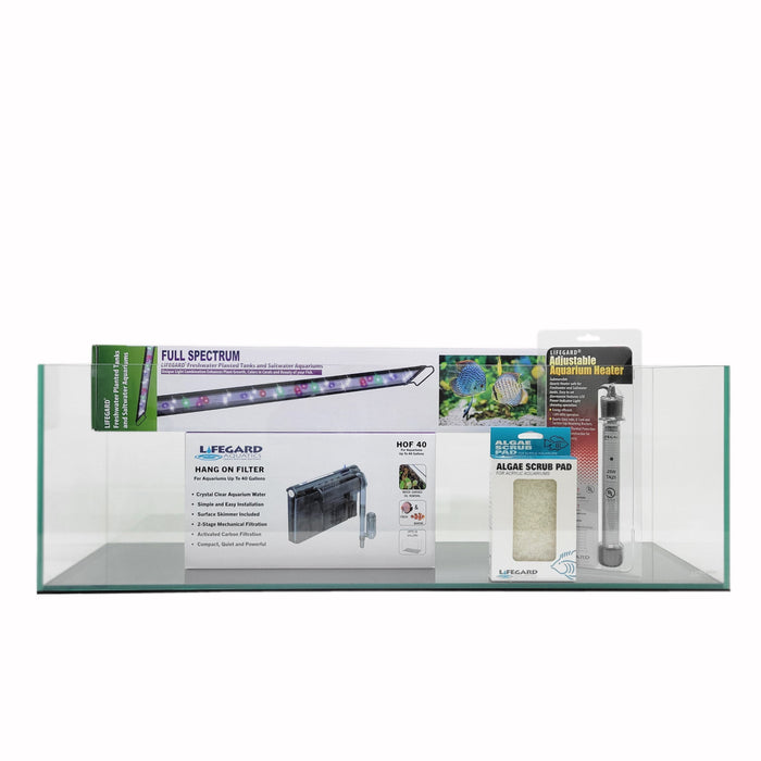 22 Gallon Ultra Low Iron Bookshelf Aquarium Kit 8mm (35.82"x11.81"x11.81") Pet Supplies Lifegard Aquatics