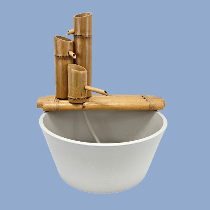 Lifegard Aquatic 18" Bamboo 3-Tier Fountain with Pot and Quiet One 100 Pump Fountains & Ponds Lifegard Aquatics