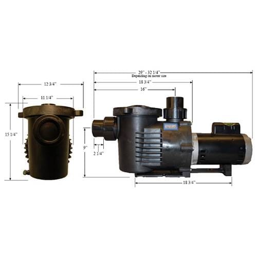 PerformancePro 1 HP ArtesianPro Low RPM Pump 12,000 GPH - 3" Fittings All External Pumps PERFORMANCEPRO