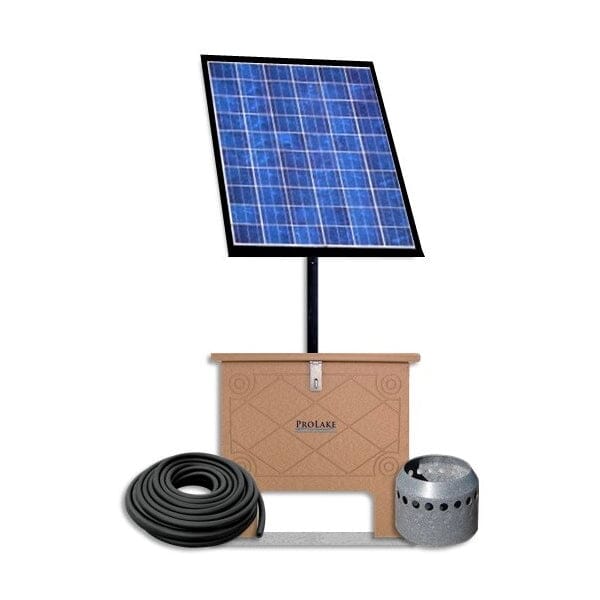 ProLake Solar 1.1 Lake Aeration Systems - up to 1 acre Solar Pond Aeration system ProLake Lithium Ion 1 Duraplate Diffuser 100' 1/2" Weighted Tubing