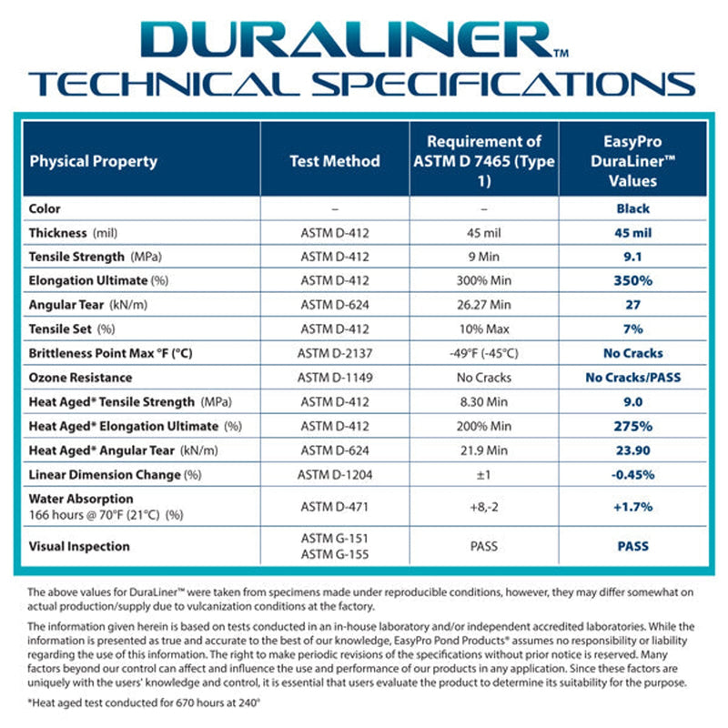 RPL105 – 10′ x 50′ DuraLiner™ Roll – 45mil EPDM Rubber Pond Liner product image
