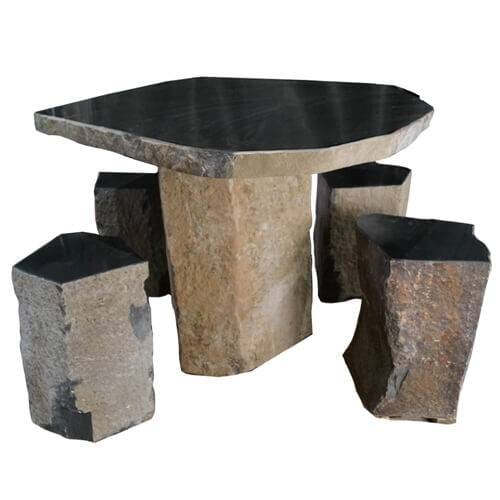 Anjon Flat Edge Polished Table w/ Stools Decorative Water Features ANJON 