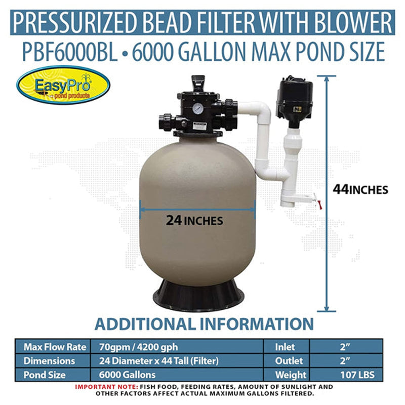 EasyPro 6000 Pressurized Bead Filters with Back Flush Blower - PBF6000BL product image