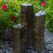 EasyPro Tranquil Décor Real Basalt Fountain Kit – Set of 3 (20”, 27”, 35”) for Ponds & Gardens