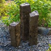 EasyPro Tranquil Décor Real Basalt Fountain Kit – Set of 3 (20”, 27”, 35”) for Ponds & Gardens
